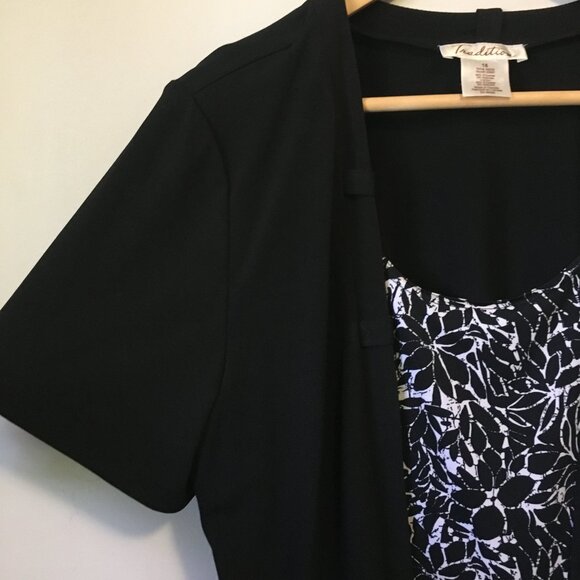 Tradition Made in Canada Black Open Short Sleeve Cardigan With Batik Shirt 2in1 - Picture 4 of 16